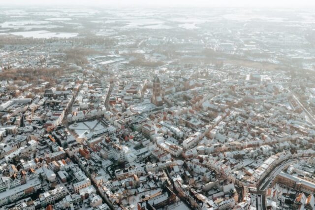 Winterliches Wismar 2026, Luftaufnahme