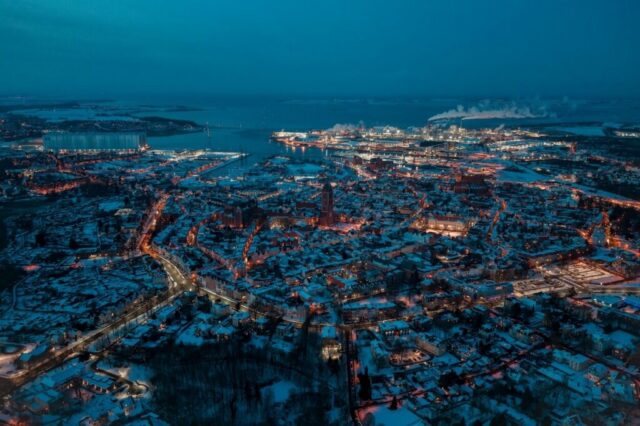 Luftbild Abend Wismar